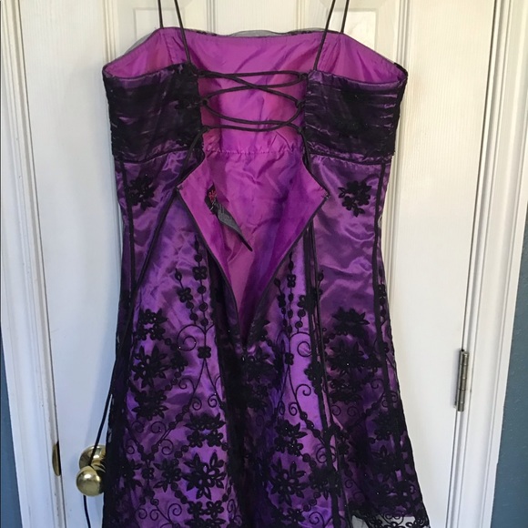 Blonde Nites Purple and Black Party Dress Size 11 - Picture 3 of 10